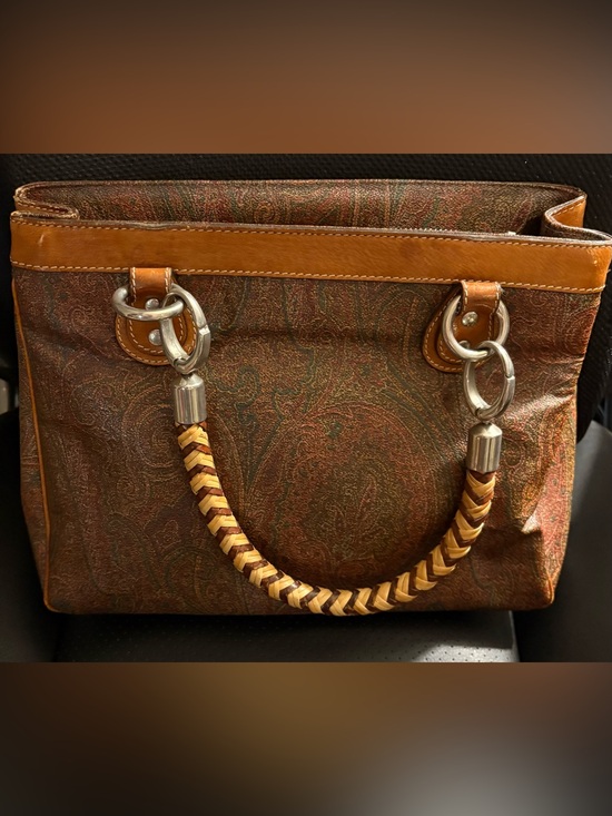 Etro Handbags - Etro Satin Paisley Hand Bag Satchel - Braided Handles - Like New